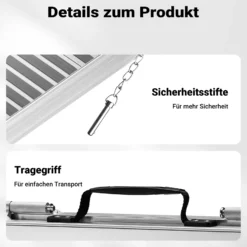 Wiltec Rollstuhlrampe faltbar 150 cm 270 kg, mobile Auffahrschiene als Rollirampe, Aluminium Kofferrampe, Flachrampe klappbar