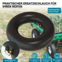 Wiltec Schlauch Luftschlauch für Rasenmäherreifen TR87 13x5.00-6 Rasentraktor Aufsitzmäher