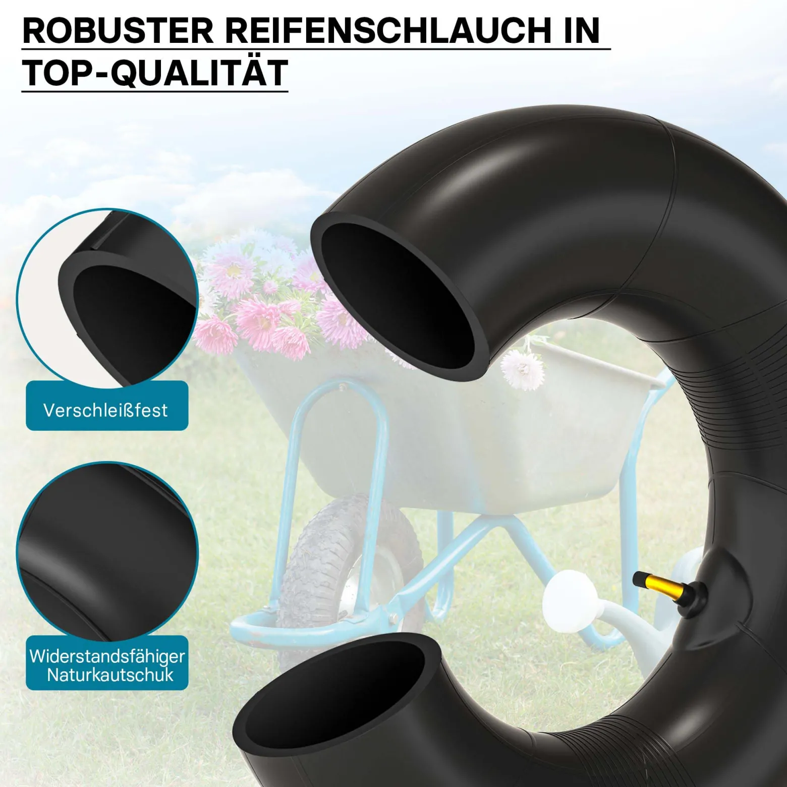 Wiltec Schlauch Luftschlauch für Rasenmäherreifen TR87 13x5.00-6 Rasentraktor Aufsitzmäher