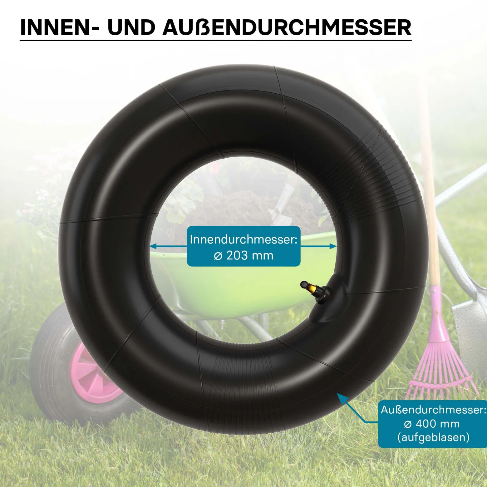 Wiltec Schlauch Luftschlauch für Rasenmäherreifen TR87 16x6.50-8 Rasentraktor Aufsitzmäher