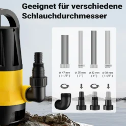 Wiltec Schmutzwasserpumpe mit Sensor 900 W, Tauchpumpe Schmutzwasser mit 2 Modi, Wasserpumpe 15000 l/h, Brunnenpumpe 8,5 m Förderhöhe & 7 m Tiefe