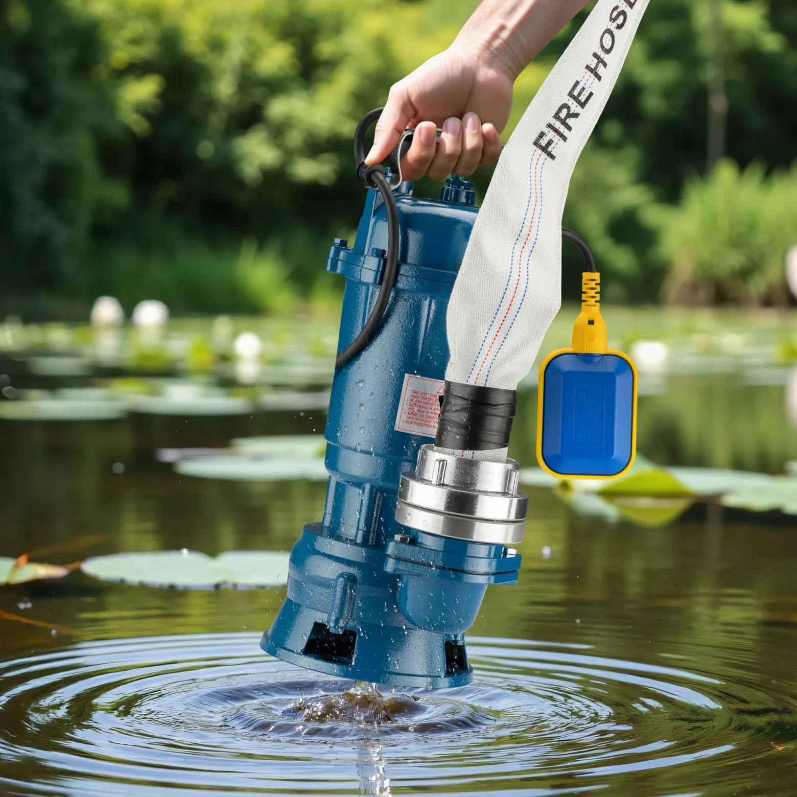 Wiltec Schmutzwasserpumpe 550W Tauchpumpe mit 16.200 l/h Fördermenge inkl. 20 m Schlauch Pumpe