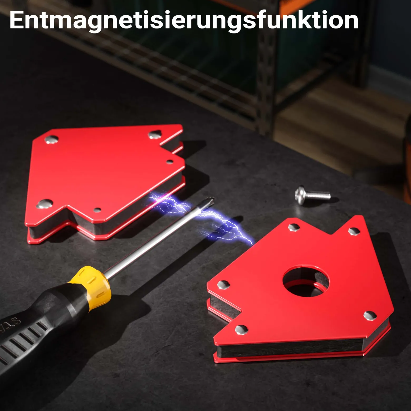 Wiltec Schweißmagnet mit 11 kg Haftkraft, 120 x 80 x 15 mm Schweißwinkel mit 45°, 90° und 135°, Schweißzubehör Magnetwinkel hält Werkstücke zusammen