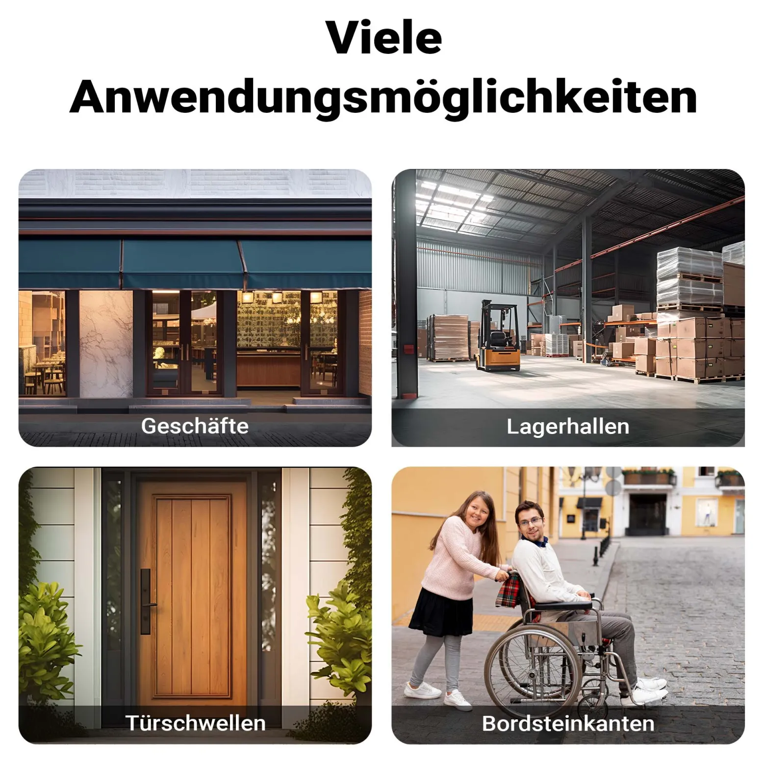 Wiltec Schwellenrampe bis 50 t, Rampe aus robustem Gummi 902 x 620 x 102 mm, gelbe Reflexionsbänder und Schraubrillen, Auffahrrampe für Pkw, Motorrad, Rollstuhl oder Lkw