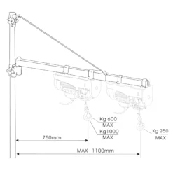 Wiltec Schwenkarm für Verladeleuchte bis 600 kg, Halterung für Arbeitsleuchte mit 110 cm Ausladung, schwenkbarer Arm für Beleuchtung der Laderampe