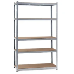 Wiltec Schwerlastregal 120x50x204cm, 200kg/Ablage, Steckregal verzinkt aus Stahl, Lastenregal mit 5 Ablagen, Werkstattregal