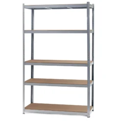 Wiltec Schwerlastregal 120x60x204cm, 200kg/Ablage, Steckregal verzinkt aus Stahl, Lastenregal mit 5 Ablagen, Werkstattregal