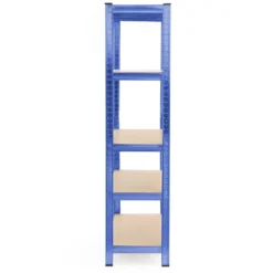 Wiltec Schwerlastregal 100x60x204cm, 200kg/Ebene, Steckregal blau, Lastenregal mit 5 Ablagen, Werkstattregal