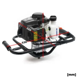 Wiltec Set Erdlochbohrer 2,2 kW 63 ccm und 200 mm Bohrschnecke, Erdbohrer mit 2 Takt Benzinmotor, Pfahlbohrer Motorerdbohrer für saubere Bohrungen