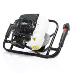 Wiltec Set Erdlochbohrer 2,2 kW 63 ccm und 200 mm Bohrschnecke, Erdbohrer mit 2 Takt Benzinmotor, Pfahlbohrer Motorerdbohrer für saubere Bohrungen