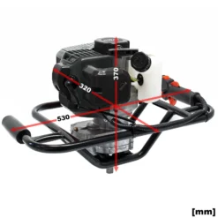 Wiltec Set Erdlochbohrer mit 1,4kW und 52cm³ Benzinmotor, inklusive 100mm, 150mm und 200mm Bohrschnecken