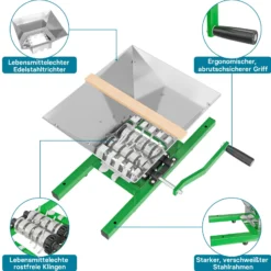 Wiltec Set 12L Obstpresse aus Buchenholz inkl. Presstuch und Obstmühle mit 7L Trichter, Zur Herstellung von Saft Wein und Maische