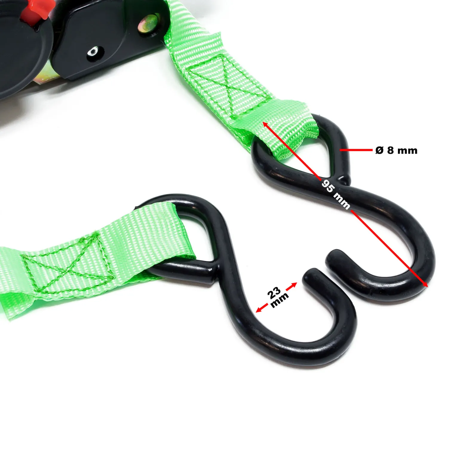 Wiltec Set 4x Automatik Zurrgurt 320 daN Zuglast 3,5m x 25mm PES Spanngurt mit S-Haken selbstaufrollend, ideal für Autotransport