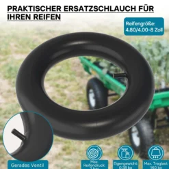 Wiltec Set 2x Reifen und 2x Schlauch Größe 4.00-8, bis 160 kg Traglast, mit geradem Ventil TR13 für Schubkarren, Sackkarren und E-Scooter