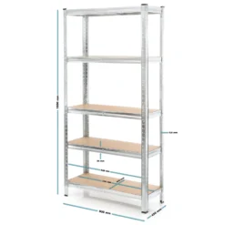 Wiltec Set 2x Schwerlastregal 180x90x45cm, 875 kg Gesamtlast, Steckregal verzinkt aus Stahl, Lastenregal mit 5 Ablagen, Werkstattregal