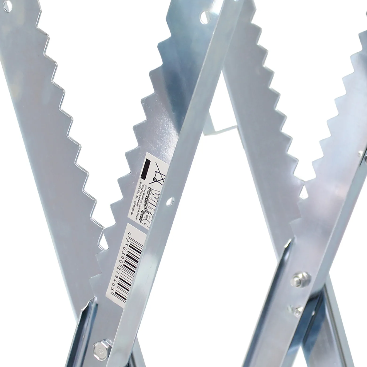 Wiltec Sägebock verzinkt klappbar, 80x80x79 cm, mit 4 Haltern, Haltegriffen und Zahnung, Holzschneidebock als Sägehilfe, bis 150 kg