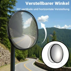 Wiltec Sicherheitsspiegel 60 cm konvex Schwarz, runder Überwachungsspiegel mit 160° Sichtfeld, Konvexspiegel für Innenbereiche