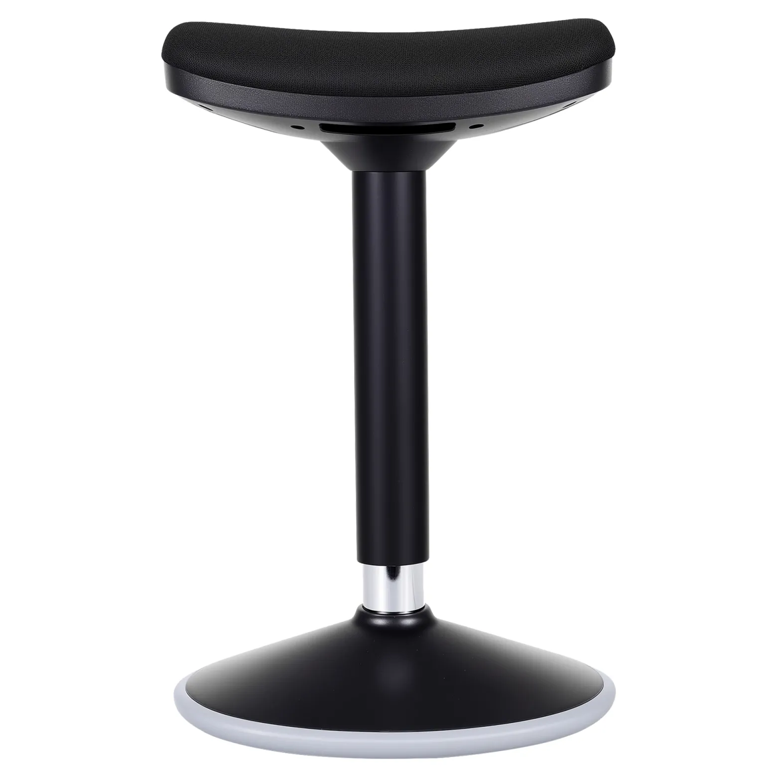 Wiltec Sitz- & Stehhocker schwarz, Drehhocker höhenverstellbar bis 82 cm, Polsterhocker bis 135 kg, moderner Hocker drehbar für Büro und Homeoffice