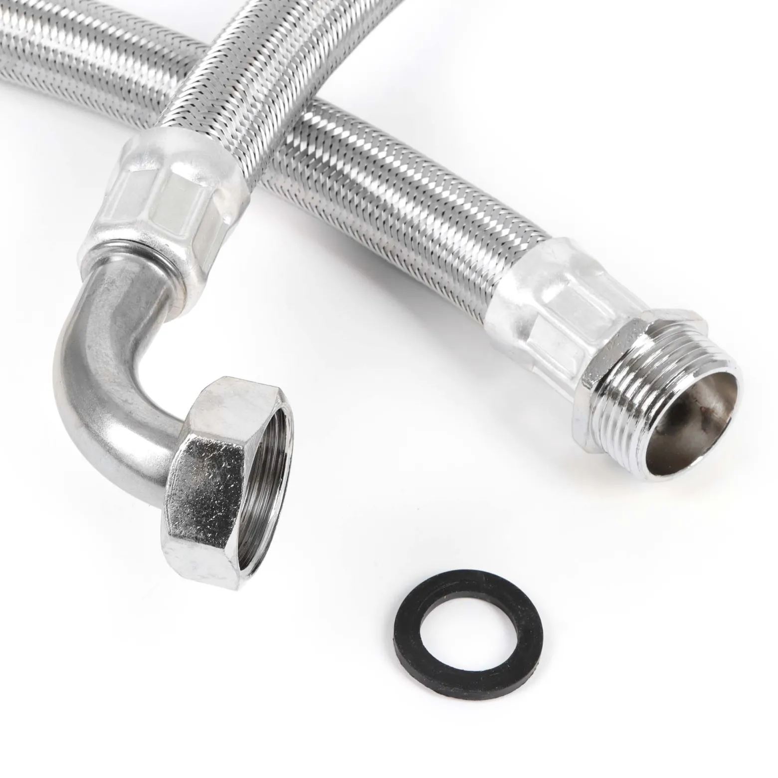 Wiltec Stahlflex Wasserschlauch 0,8 m DN25 32,89 mm für Hauswasserwerke, Flexschlauch, Panzerschlauch für Pumpe, Hauswasserwerke und Druckkessel