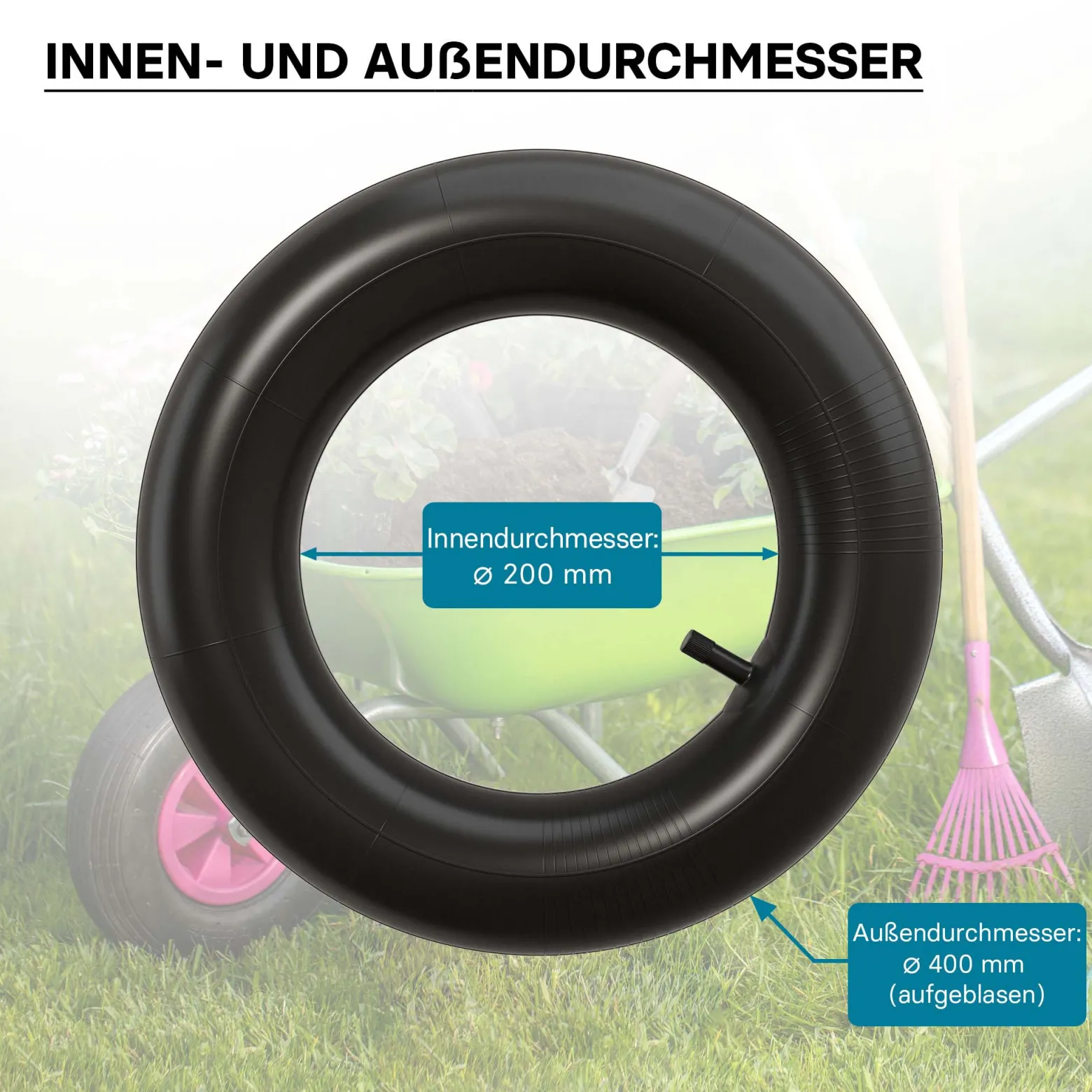 Wiltec Standard Schlauch für Reifen Größe 4.00-8, bis 160 kg Traglast, mit geradem Ventil TR13 für Schubkarren, Sackkarren und E-Scooter