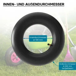 Wiltec Standard Schlauch für Reifen Größe 3.00/3.50-4, bis 90 kg Traglast, mit abgewinkeltem Ventil TR87 für Schubkarren, Sackkarren und E-Scooter