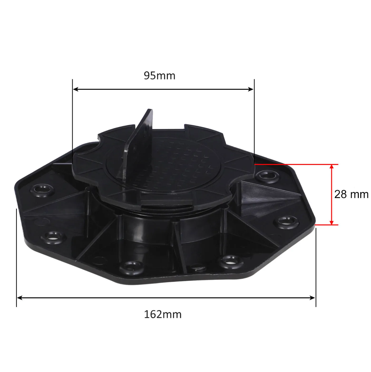 Wiltec Stelzlager für Terrassen, 2700kg, 18-25mm, höhenverstellbarer Stellfuß für Terrassendielen, Platten und Planken