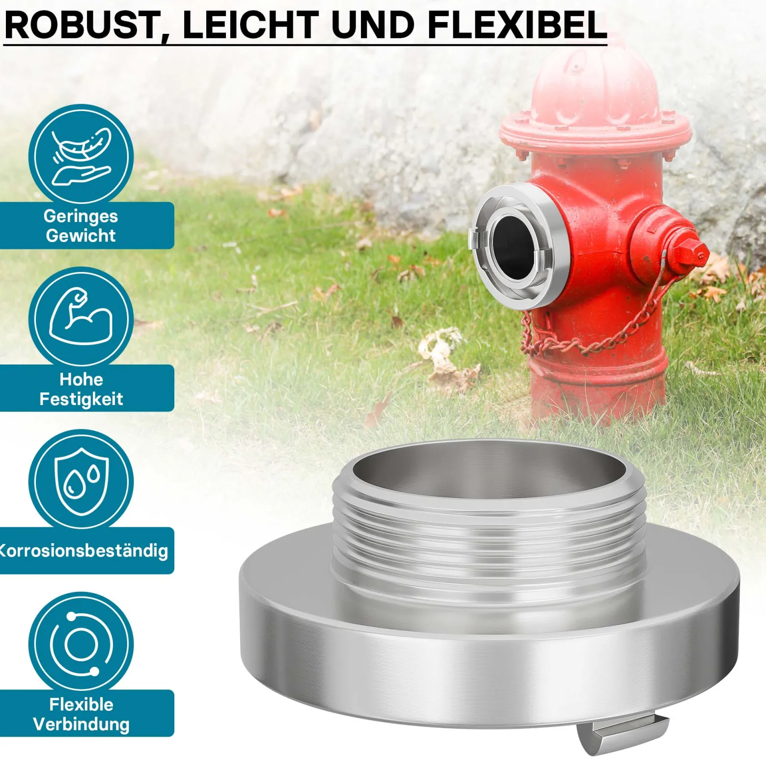 Wiltec Storz Kupplung B 75mm Festkupplung mit Außengewinde 3" 87,45mm aus Aluminium B Schlauchkupplung