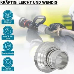 Wiltec Storz Kupplung C 52mm Druckkupplung mit langem Stutzen Schlauchkupplung aus Aluminium