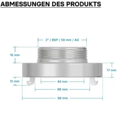 Wiltec Storz Kupplung C 52mm Festkupplung mit Außengewinde 2