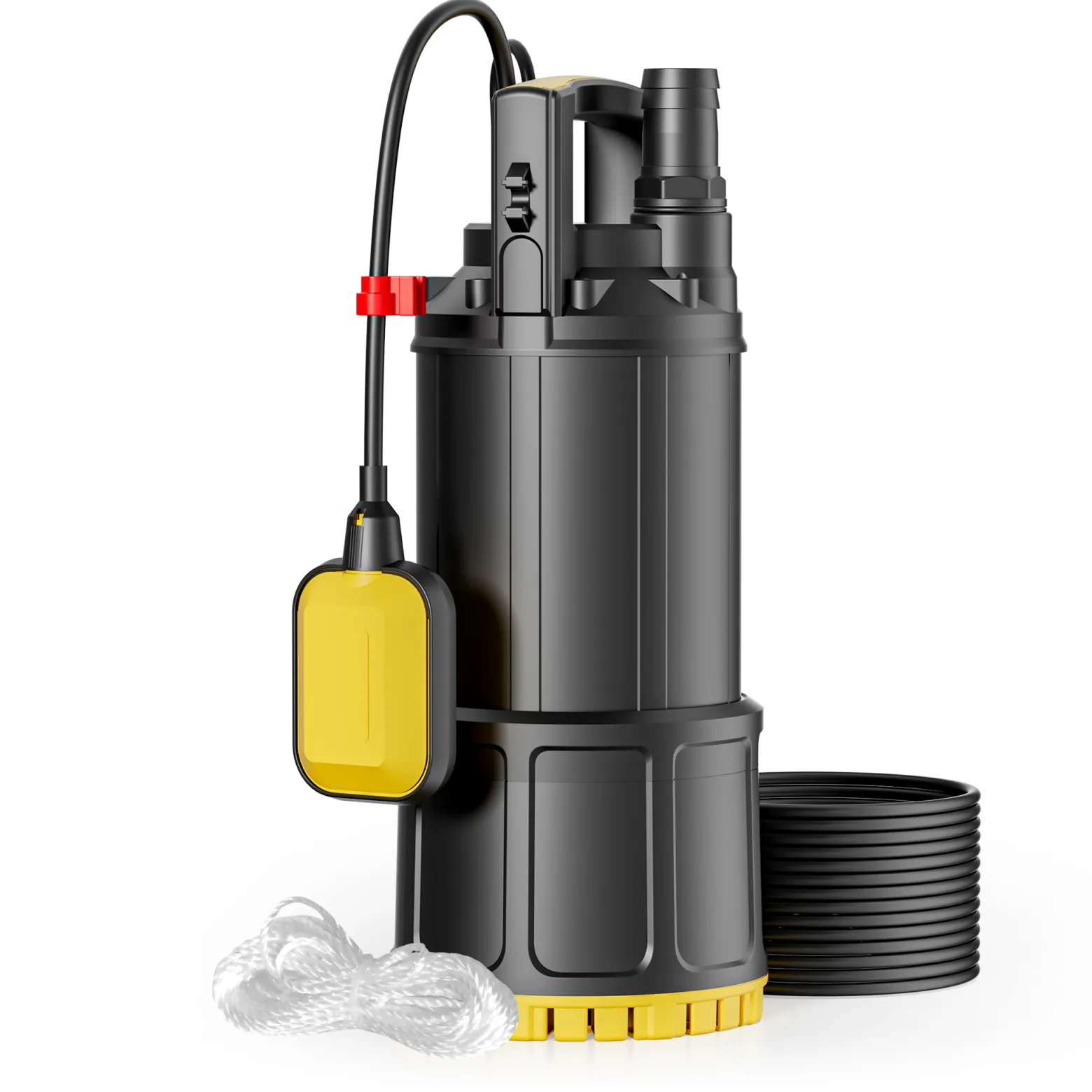 Wiltec Tauchpumpe mit Schwimmerschalter 850 W, Tiefbrunnenpumpe bis 7 m Tiefe, Brunnenpumpe 20 m Förderhöhe, Wasserpumpe für Klarwasser
