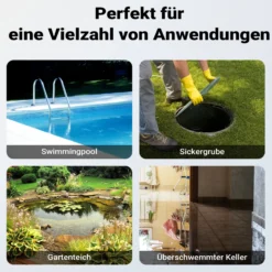 Wiltec Tauchpumpe mit Sensor 550 W, Tiefbrunnenpumpe mit 2 Modi, leistungsstarke Wasserpumpe 11500 l/h, Brunnenpumpe 8,5 m Förderhöhe & 7 m Tiefe