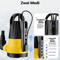 Wiltec Tauchpumpe mit Sensor 550 W, Tiefbrunnenpumpe mit 2 Modi, leistungsstarke Wasserpumpe 11500 l/h, Brunnenpumpe 8,5 m Förderhöhe & 7 m Tiefe