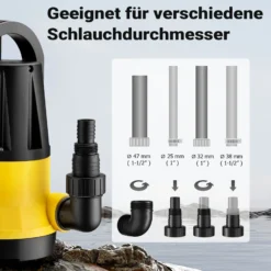 Wiltec Tauchpumpe mit Sensor 900 W, Tiefbrunnenpumpe mit 2 Modi, leistungsstarke Wasserpumpe 15000 l/h, Brunnenpumpe 10 m Förderhöhe & 7 m Tiefe