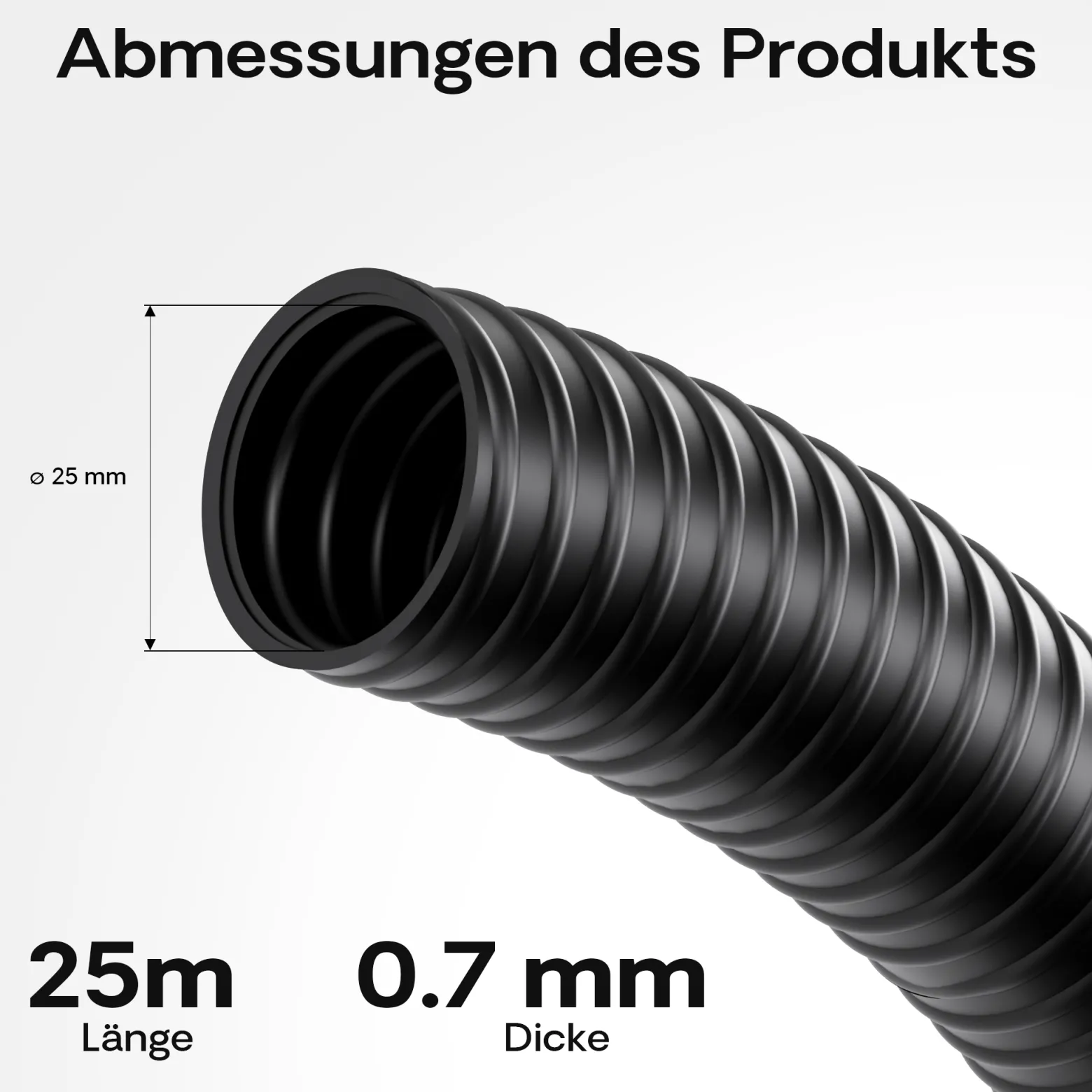 Wiltec Teichschlauch 25m, flexibel, 25mm (1") schwarz - Made in Europe, Saugschlauch Druckschlauch