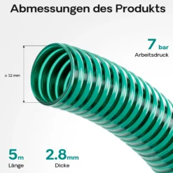 Wiltec Teichschlauch 5m, flexibel, 32mm (1 1/4