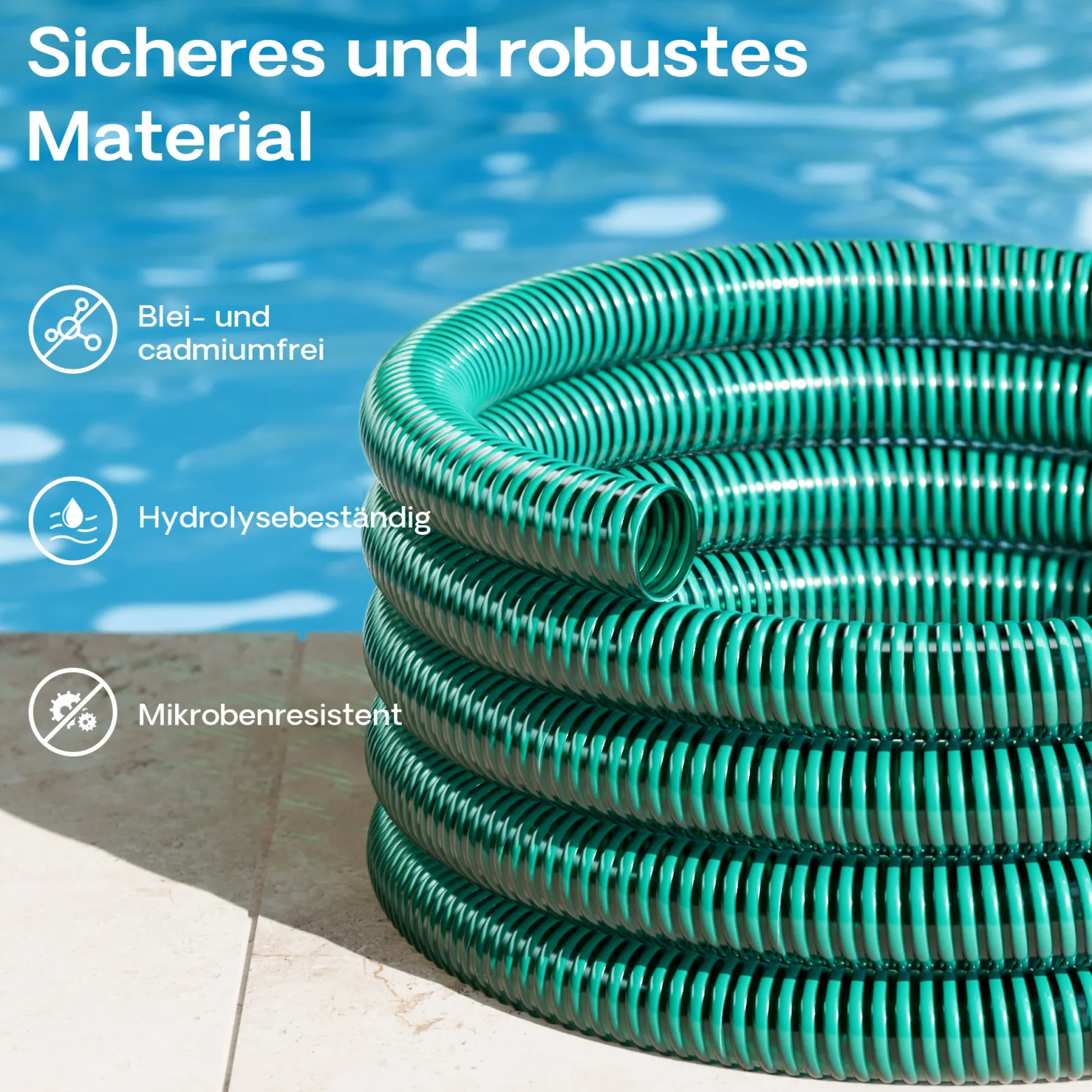 Wiltec Teichschlauch 25m, flexibel, 38mm (1 1/2") grün - Made in Europe, Saugschlauch Druckschlauch
