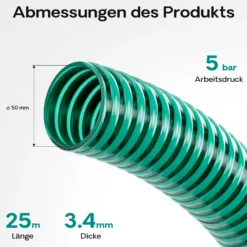 Wiltec Teichschlauch 25m, flexibel, 50mm (2