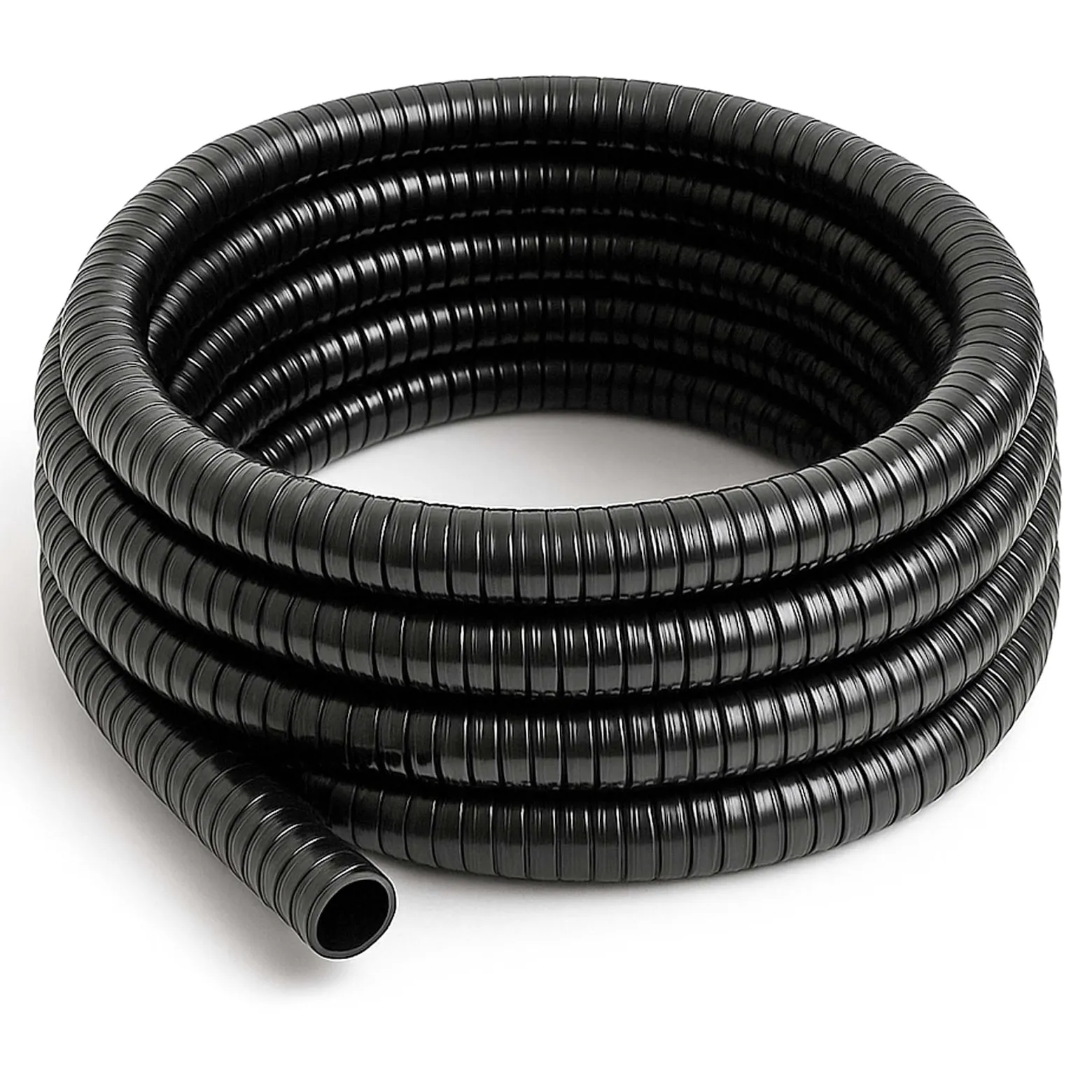 Wiltec Teichschlauch 50m Spiralschlauch 19 mm (3/4") schwarz, lichtundurchlässig, extrem biegsam, glatte Innenwand Saugschlauch Druckschlauch