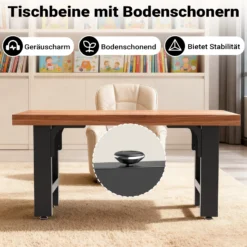 Wiltec Tischbeine aus Stahl 2er Set 60x72cm Vierkantrohre in schwarz pulverbeschichtet Tischkufen Tischgestell Tischuntergestell
