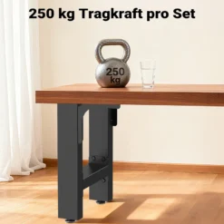 Wiltec Tischbeine aus Stahl 2er Set 100x72cm Vierkantrohre in schwarz pulverbeschichtet Tischkufen Tischgestell Tischuntergestell