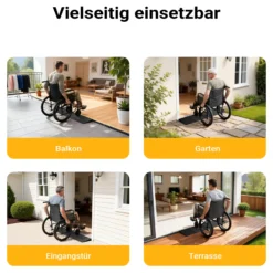 Wiltec Türschwellenrampe 900x200x35 mm für Rollstuhl & Rollator, schwarz, Rollstuhlrampe aus Vollgummi, rutschfeste Oberfläche, Bordsteinrampe kürzbar
