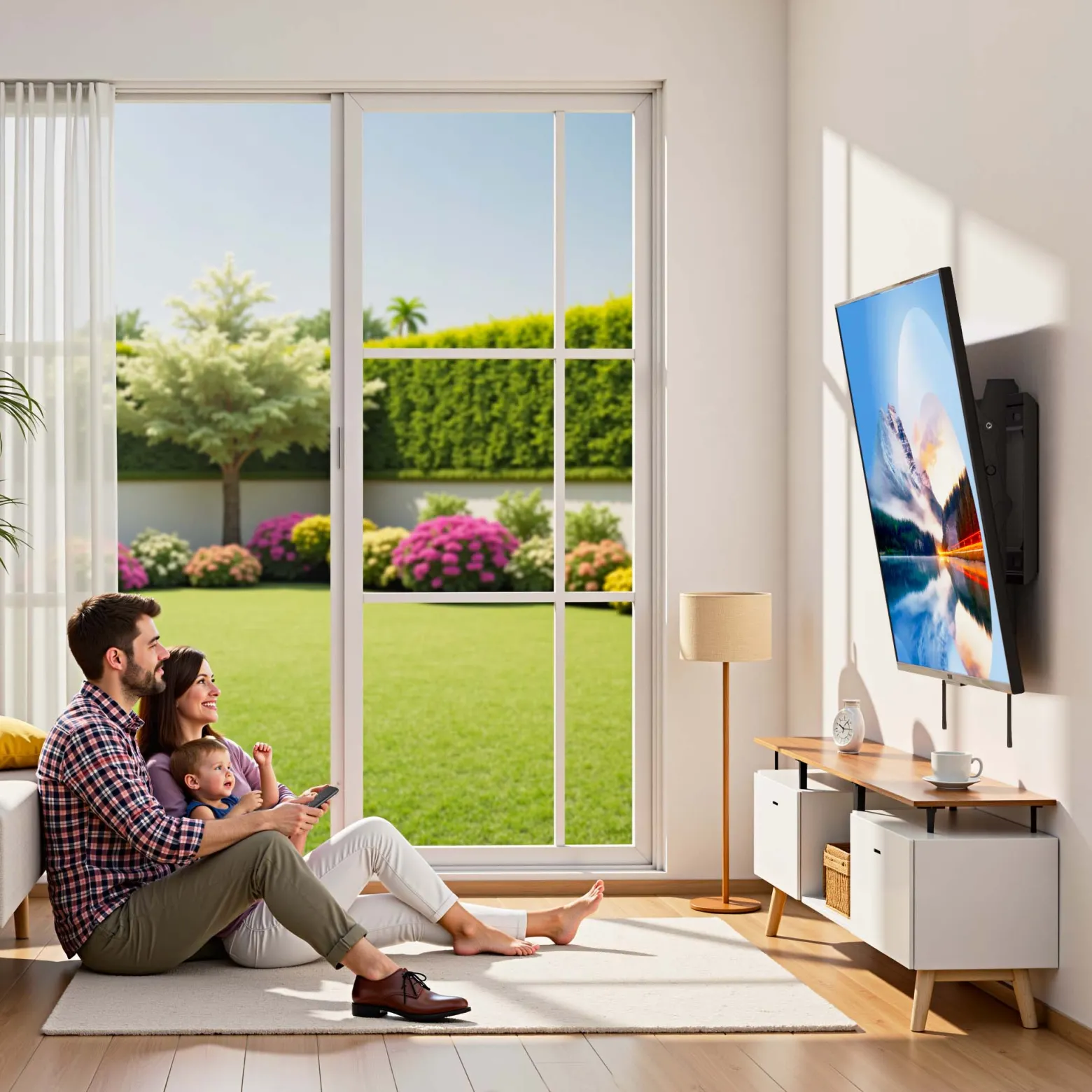 Wiltec TV Halterung 37"–80", TV Wandhalterung bis 80 kg aus Stahl, platzsparende Fernsehhalterung, Fernseher Wandbefestigung einfache Installation