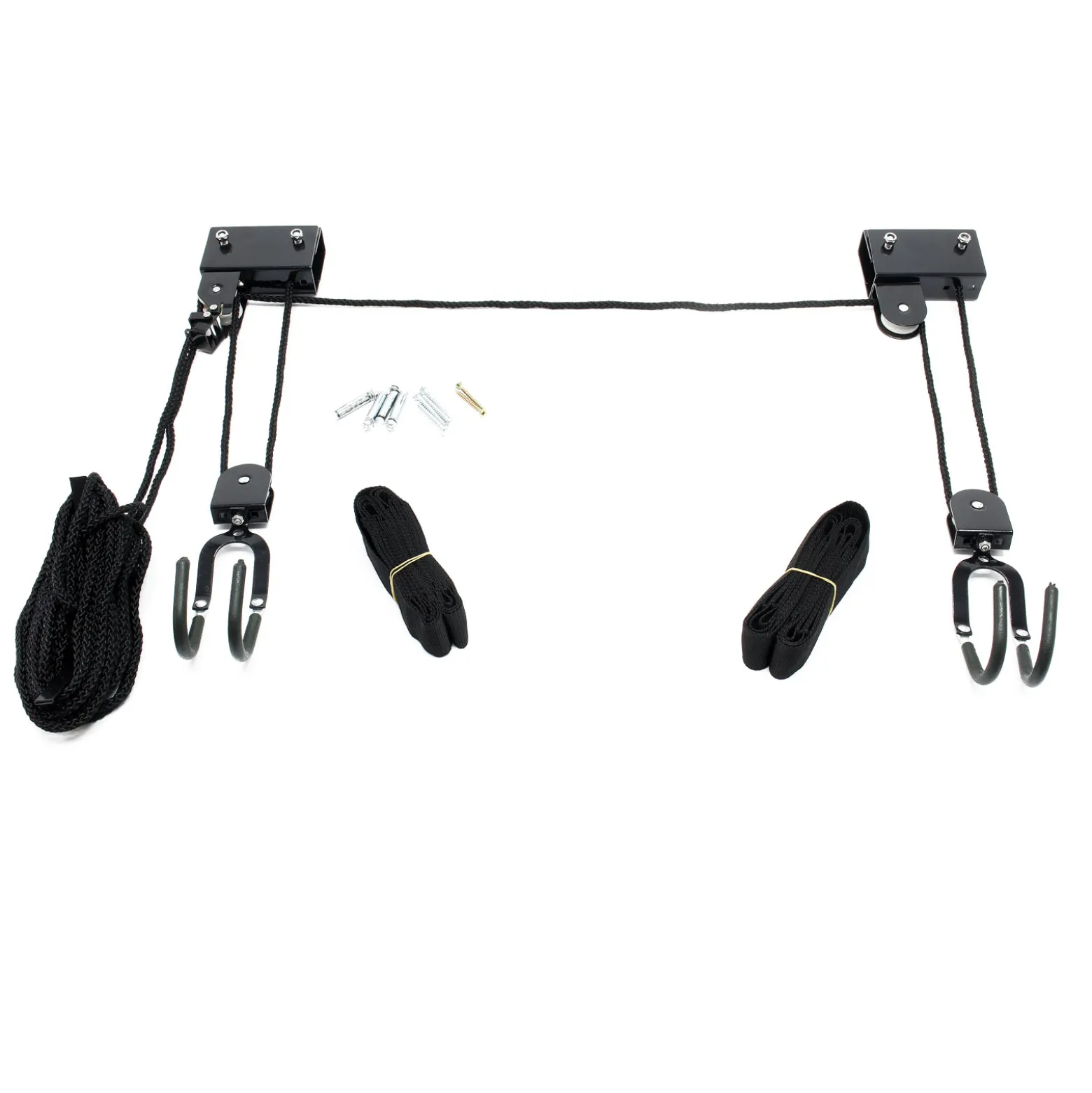 Wiltec Universal Deckenlift bis 45 kg Tragkraft, Fahrradlift mit Haken und Flaschenzug, Seilzugsystem als Halterung für Fahrräder, Kanus, Kajaks und mehr