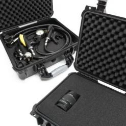 Wiltec Universalkoffer 35x29,5x15 cm schwarz, Schutzkoffer wasserdicht mit Druckausgleichsventil & anpassbaren Schaumstoffmatten