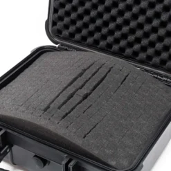 Wiltec Universalkoffer 27x24,6x12,4 cm schwarz, Schutzkoffer wasserdicht mit Druckausgleichsventil & anpassbaren Schaumstoffmatten
