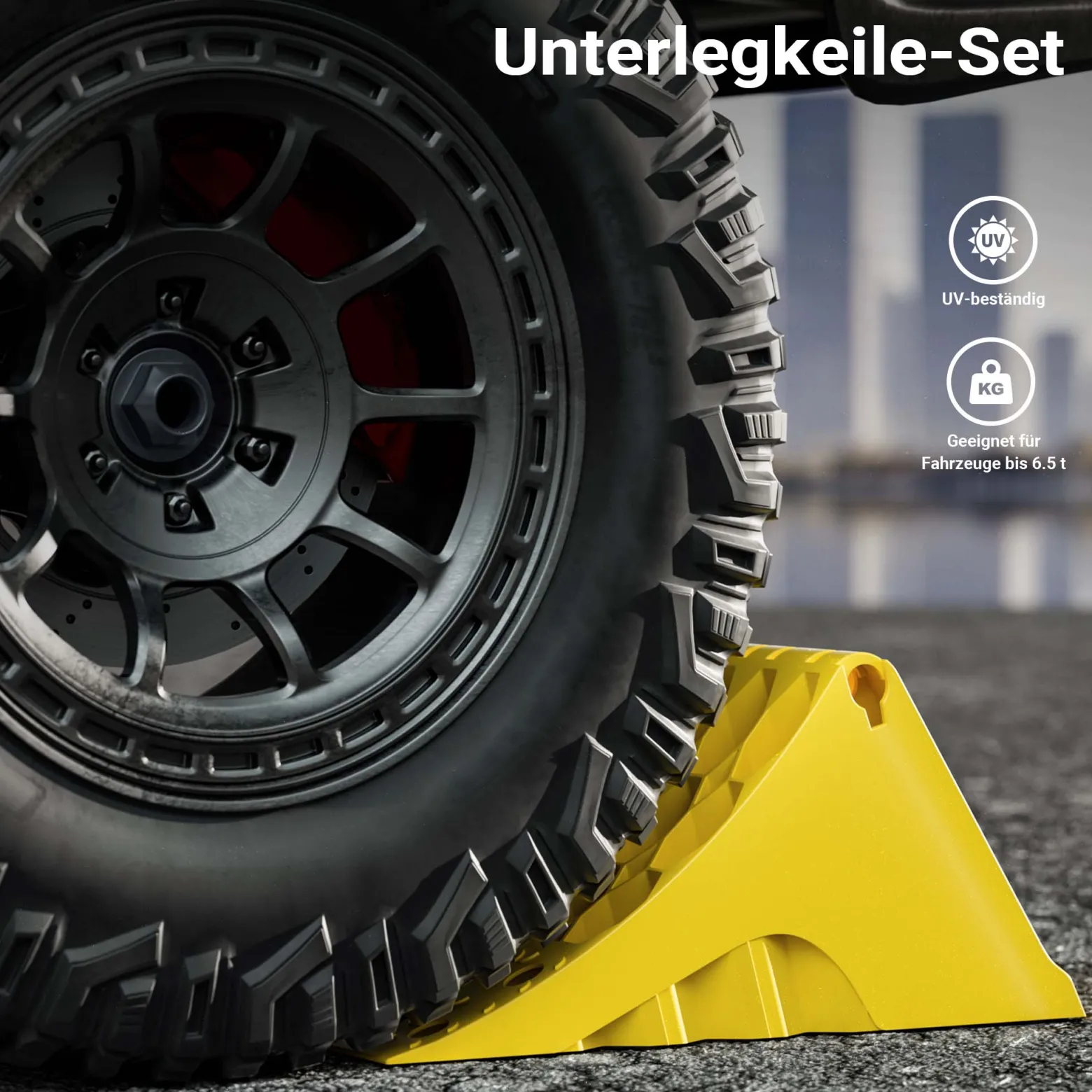 Wiltec Unterlegkeile für LKW 2 Stück bis 6,5 t, rutschfeste Bremskeile 478 x 200 x 230 mm für Anhänger und Wohnmobil, Unterlegkeile Auto für Wohnwagen