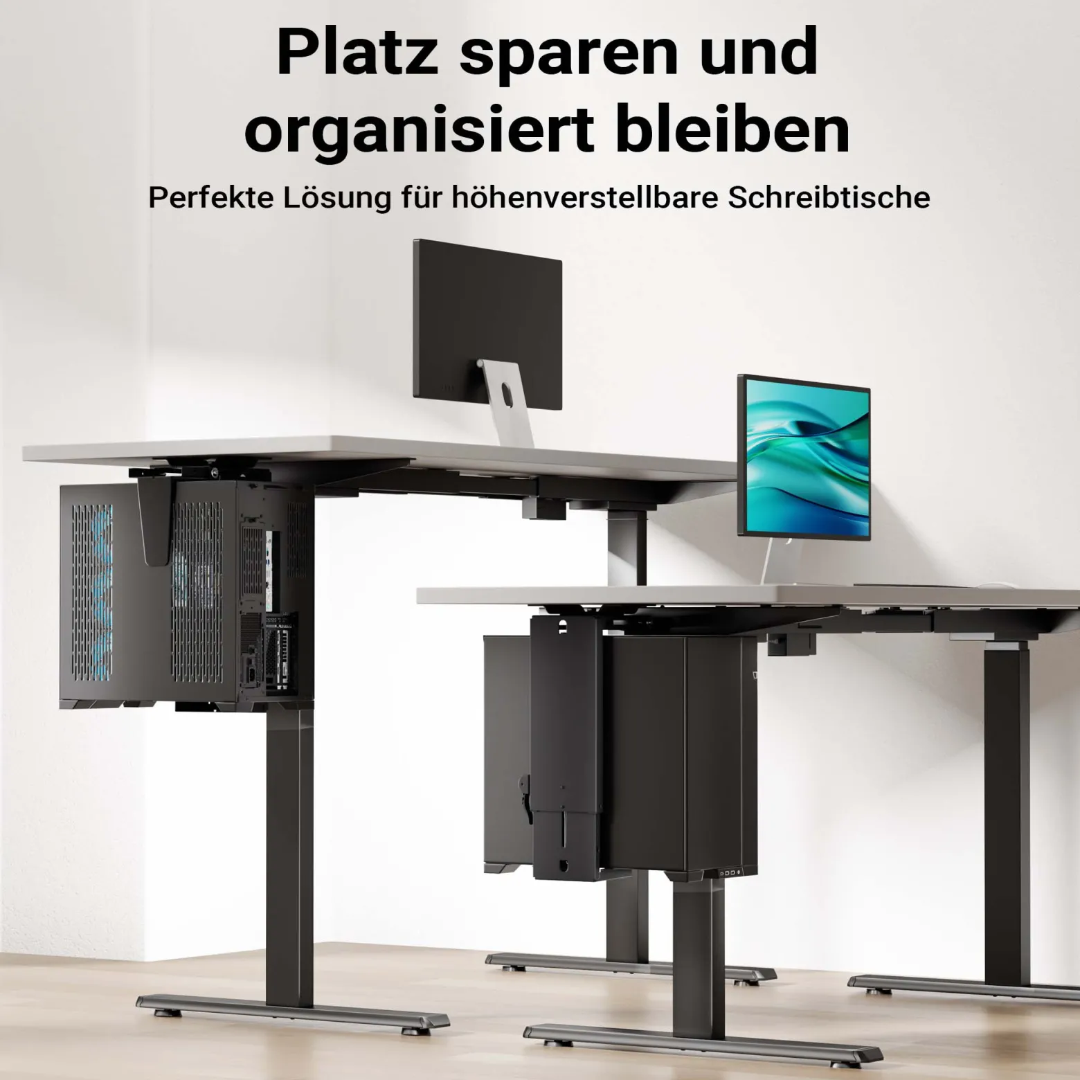 Wiltec Untertisch PC-Halterung Stufenlos Verstellbar 360° Schwenkbar für Computer-Gehäuse bis 10kg