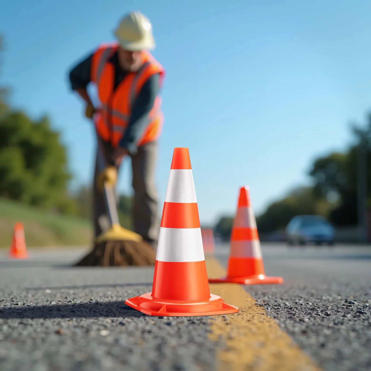 Wiltec Verkehrskegel 50 cm hoch 8 Stück, Leitkegel zum Absichern, Pylon reflektierend, Warnkegel aus robustem PVC für Baustellen