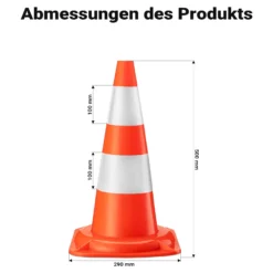 Wiltec Verkehrskegel 50 cm hoch 2 Stück, Leitkegel zum Absichern, Pylon reflektierend, Warnkegel aus robustem PVC für Baustellen