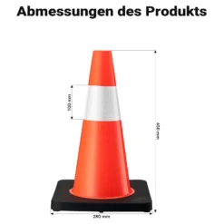 Wiltec Verkehrskegel 45 cm hoch 6 Stück, Leitkegel zum Absichern, Pylon reflektierend, Warnkegel aus robustem PVC und Gummi für Baustellen